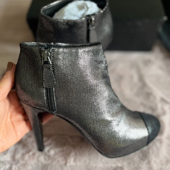Metallic Ankle Boot by Chanel with Interlocking CC Logo EU38.5 (US 7.5) - Picture 5 of 6